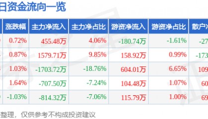 股票行情快报：新华传媒（600825）9月10日主力资金净买入455.48万元