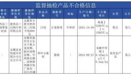 质检资讯｜安徽省市监局2025年第8期食品安全抽检信息通告